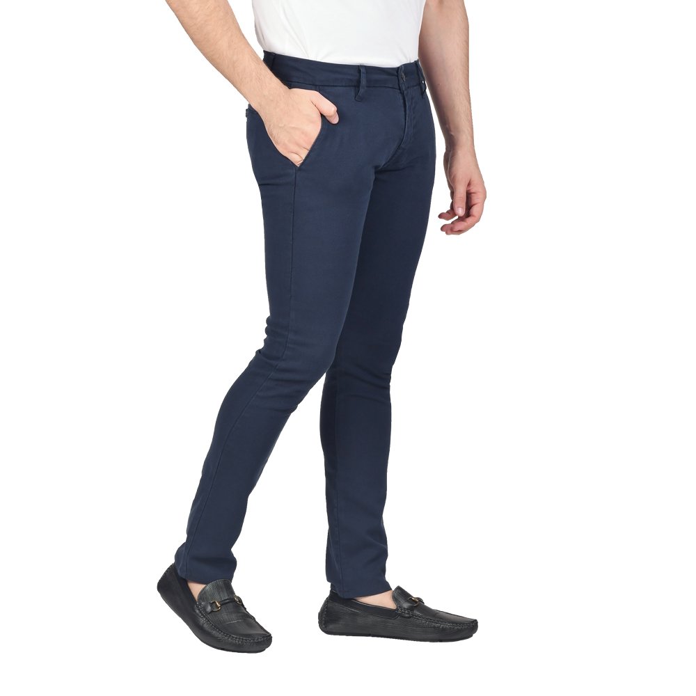 Textured Skinny Fit Chino Trousers in blue