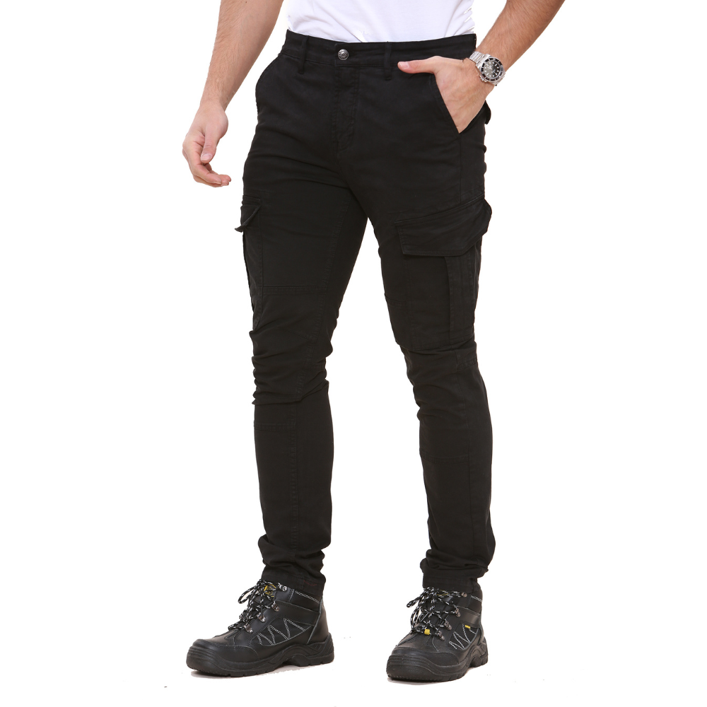 Slim Fit Cargo Trousers Black - Soroor